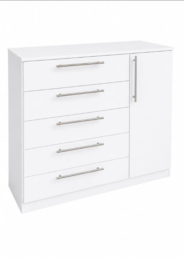 White chest of drawers with side cabinet